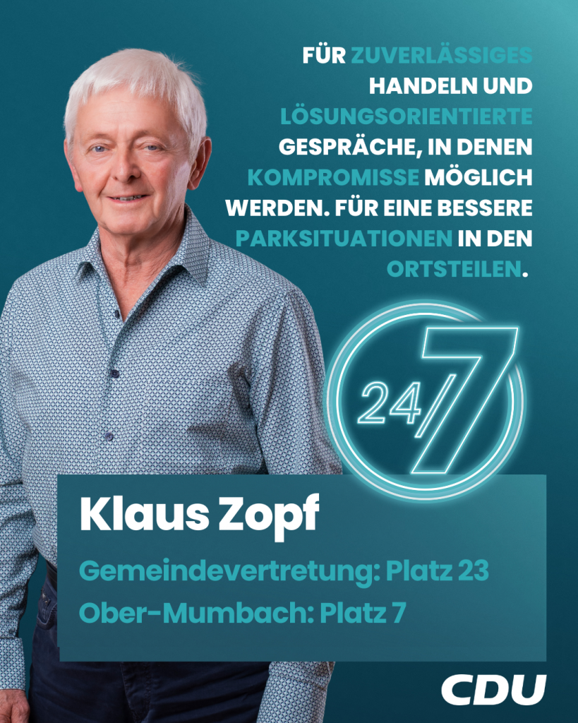 Gemeindevertretung Mörlenbach Listenplatz 23 - Klaus Zopf