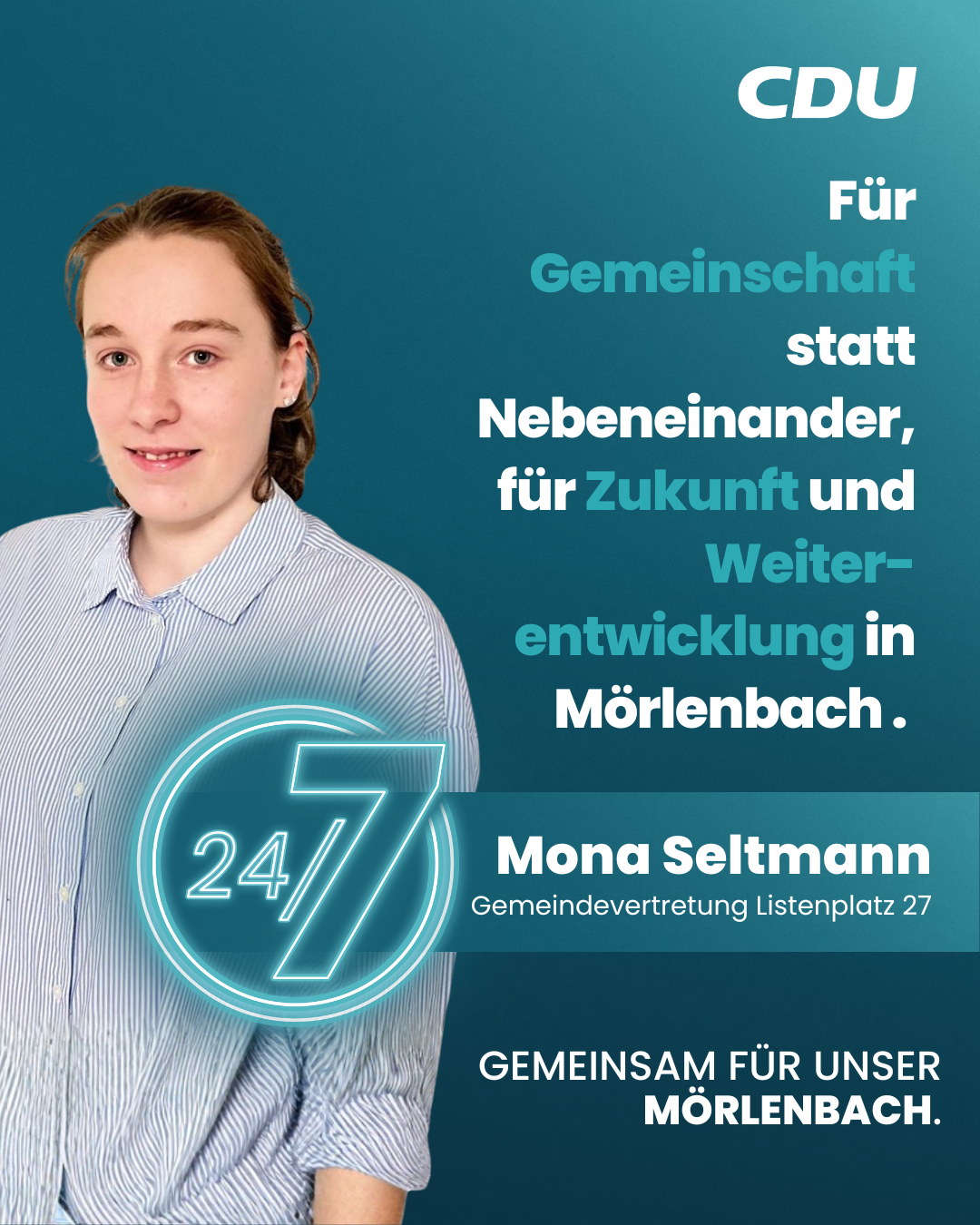 Gemeindevertretung Mörlenbach Listenplatz 27 - Mona Seltmann