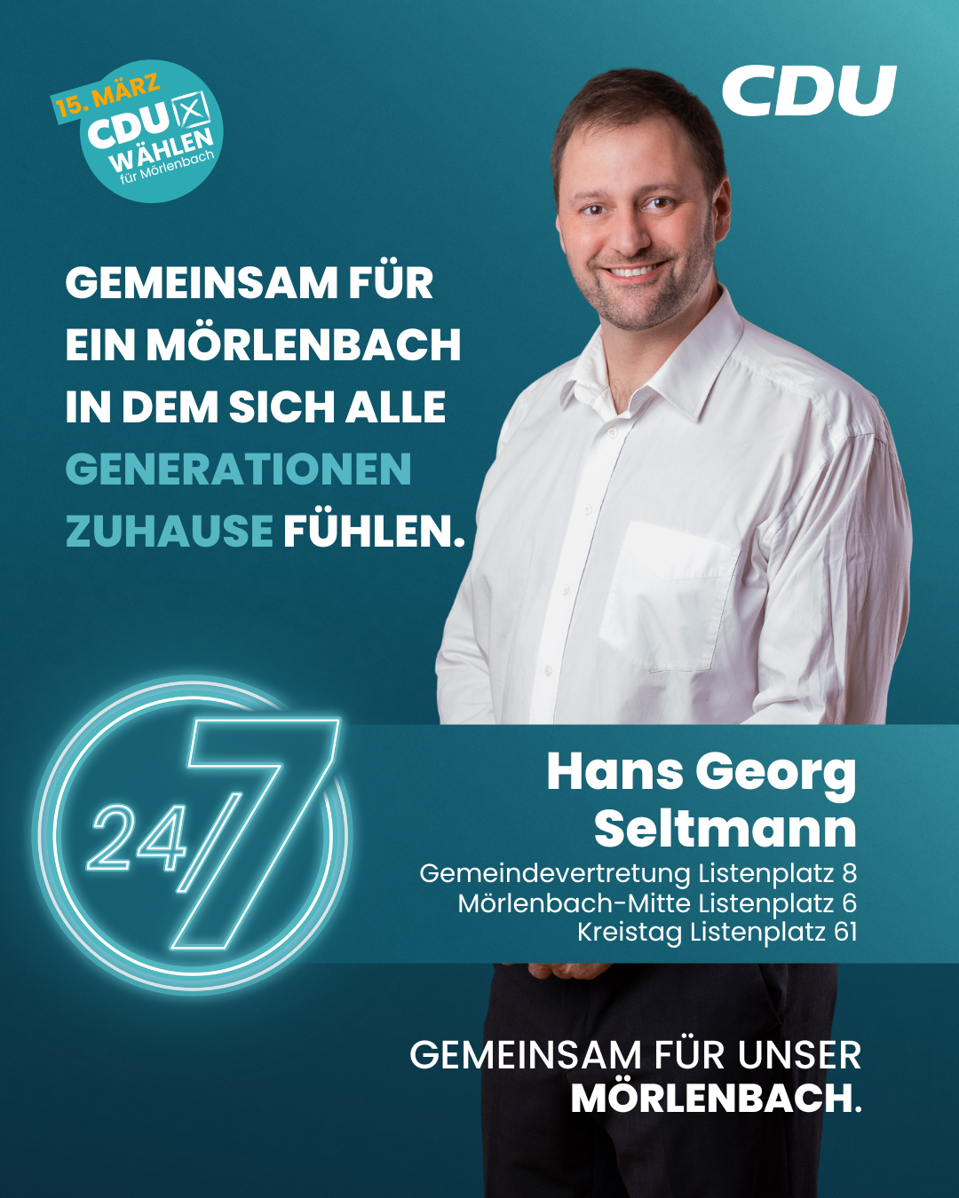 Gemeindevertretung Mörlenbach Listenplatz 8 - Hans Georg Seltmann