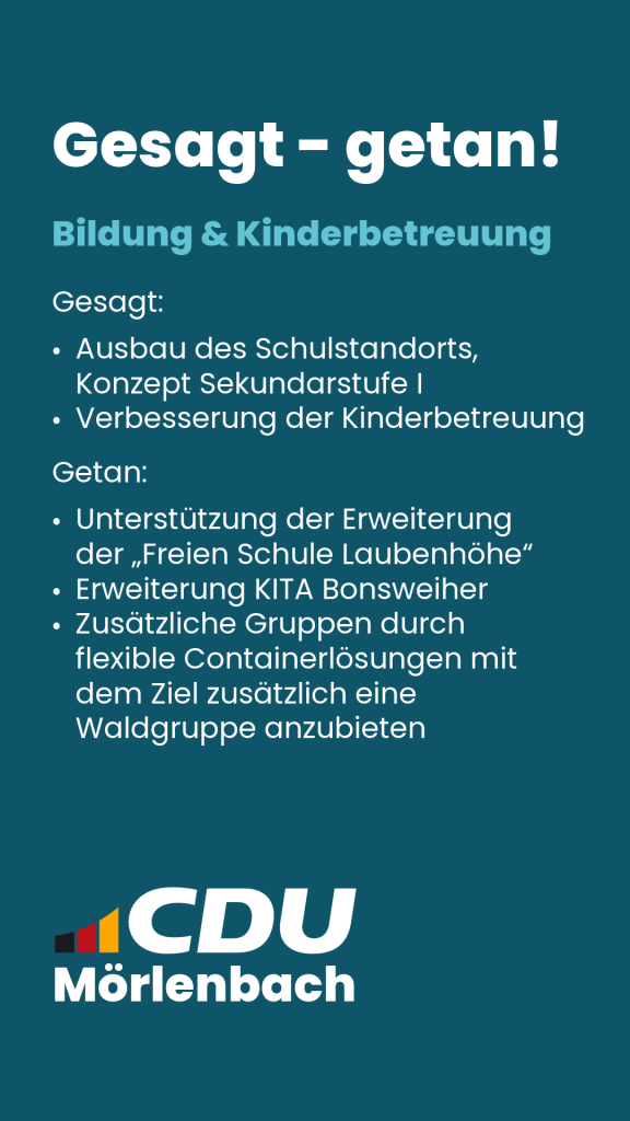 Mörlenbach Bildung und Kinderbetreuung